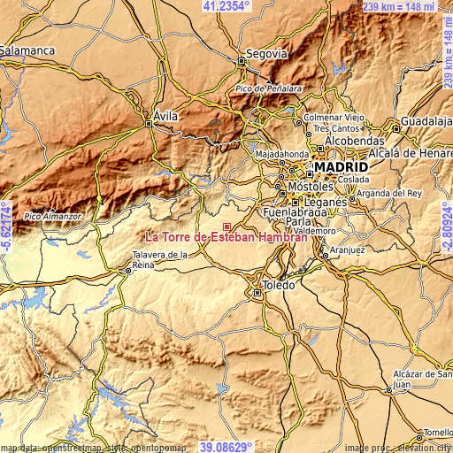 Topographic map of La Torre de Esteban Hambrán