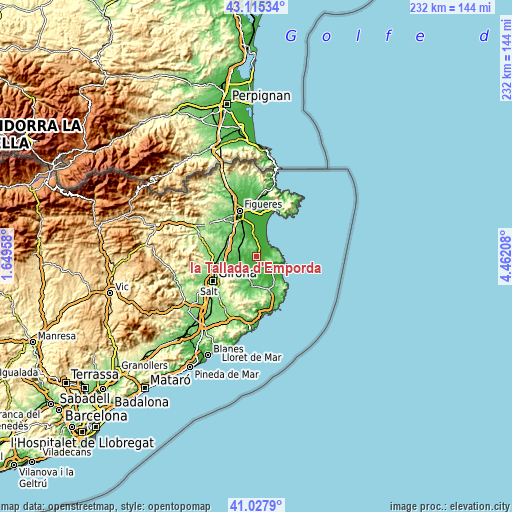 Topographic map of la Tallada d'Empordà