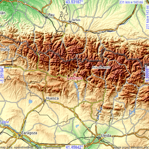 Topographic map of Laspuña