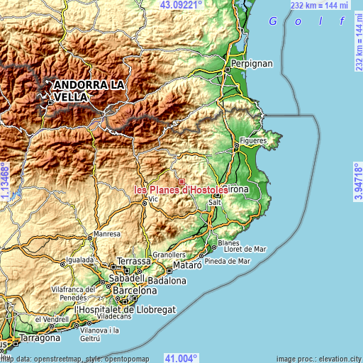 Topographic map of les Planes d'Hostoles