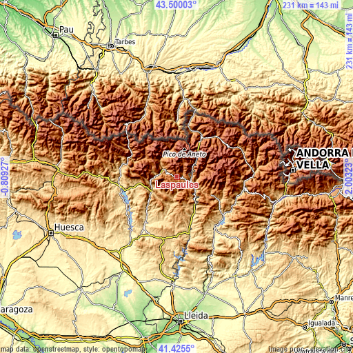 Topographic map of Laspaúles