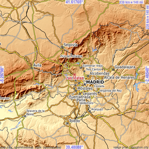 Topographic map of Las Matas