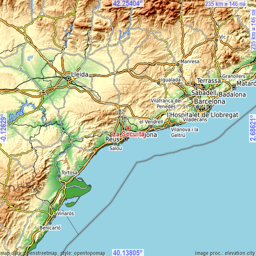 Topographic map of La Secuita