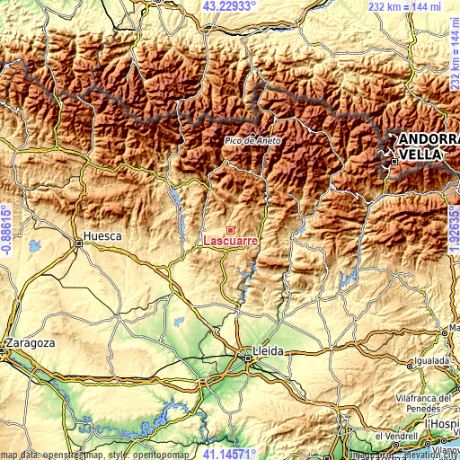 Topographic map of Lascuarre