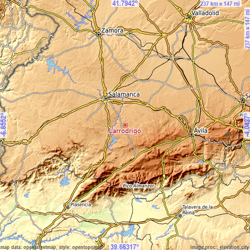 Topographic map of Larrodrigo