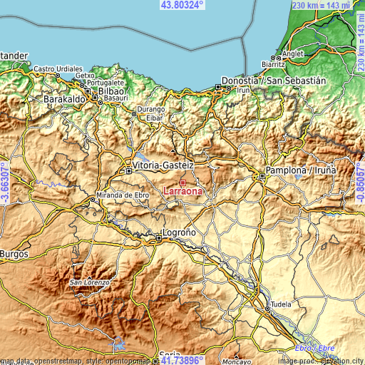 Topographic map of Larraona