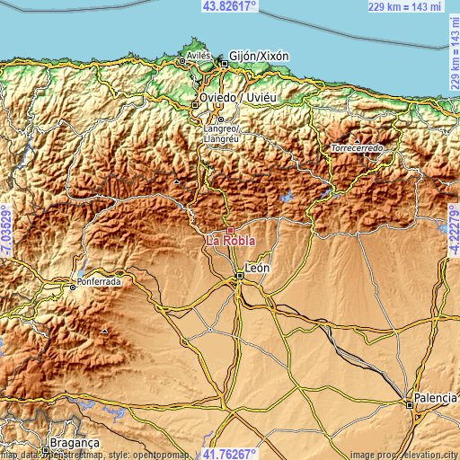 Topographic map of La Robla