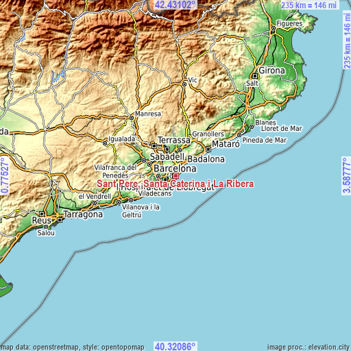 Topographic map of Sant Pere, Santa Caterina i La Ribera