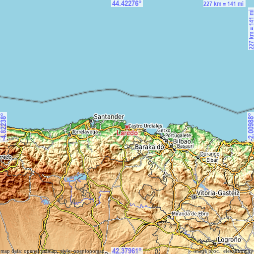 Topographic map of Laredo