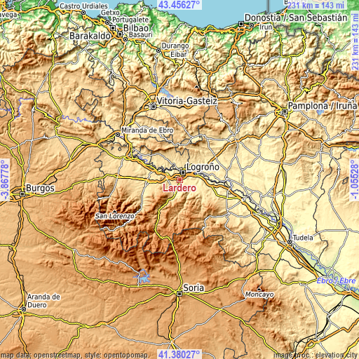 Topographic map of Lardero