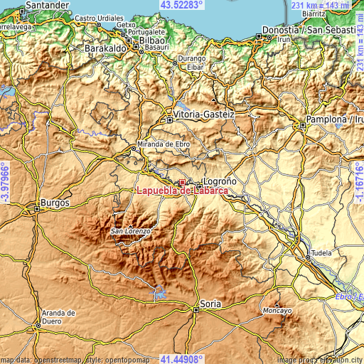 Topographic map of Lapuebla de Labarca