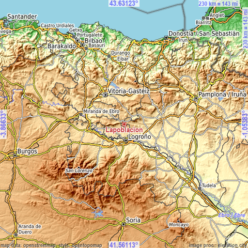 Topographic map of Lapoblación