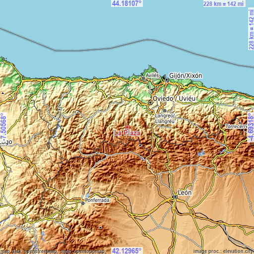 Topographic map of La Plaza