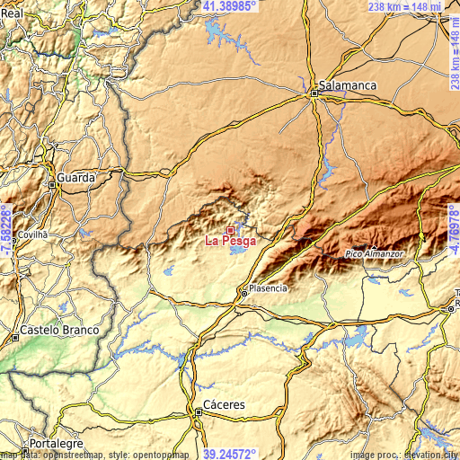 Topographic map of La Pesga