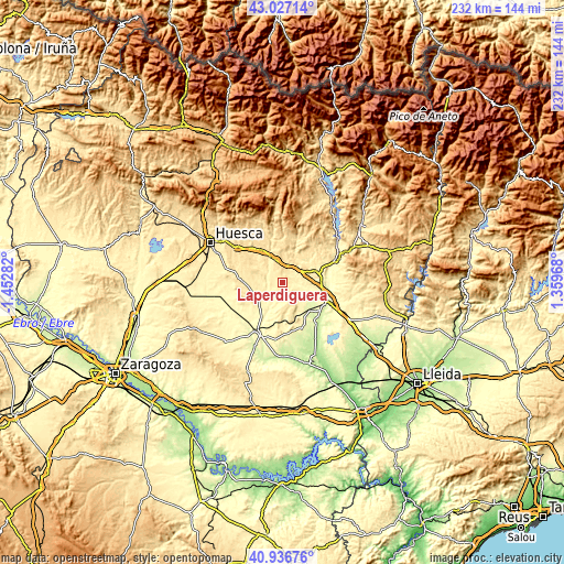 Topographic map of Laperdiguera