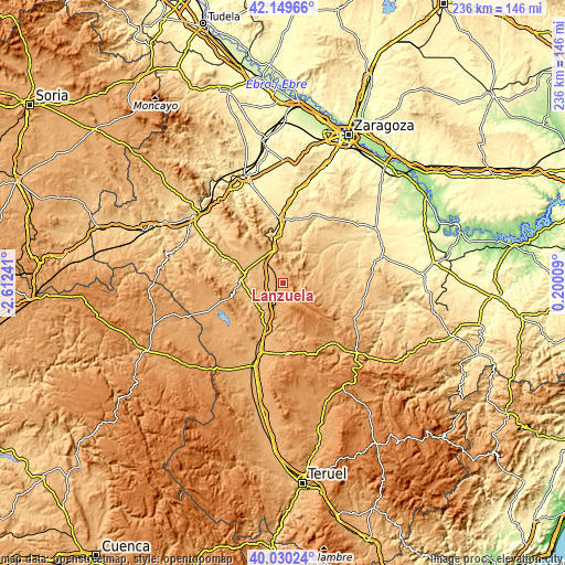 Topographic map of Lanzuela