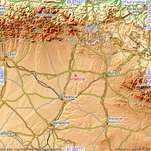 Topographic map of Lantadilla