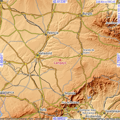 Topographic map of Langayo