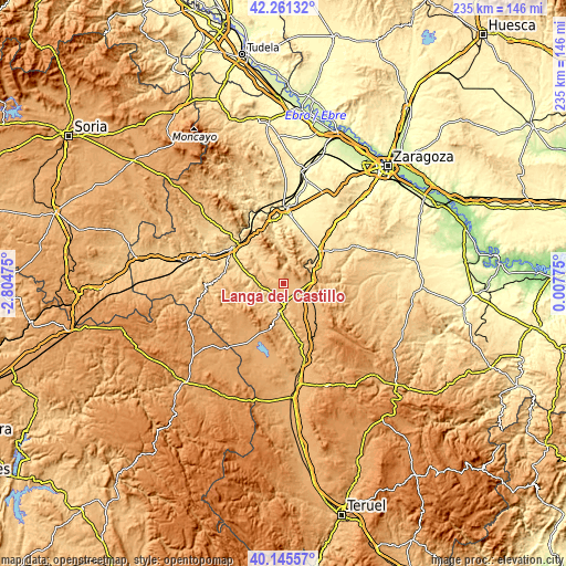 Topographic map of Langa del Castillo