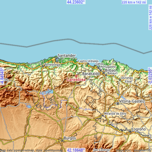 Topographic map of Lanestosa