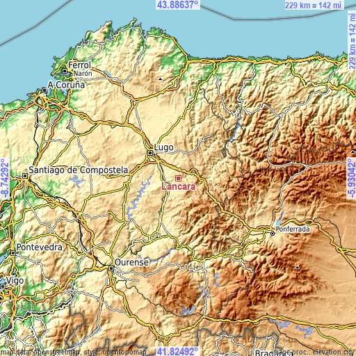 Topographic map of Láncara