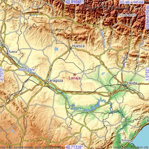 Topographic map of Lanaja