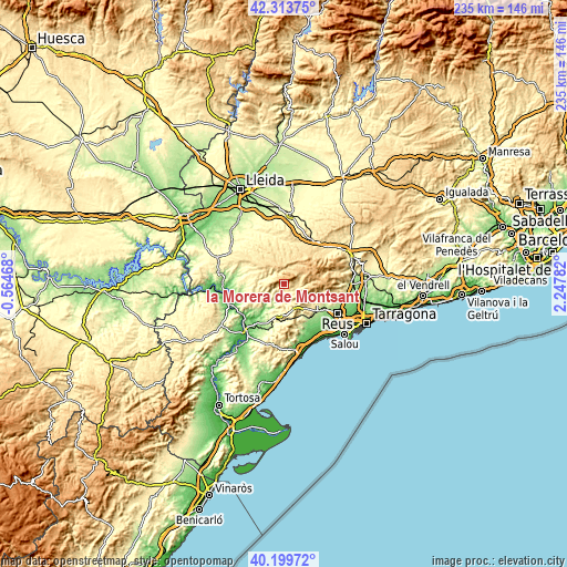 Topographic map of la Morera de Montsant