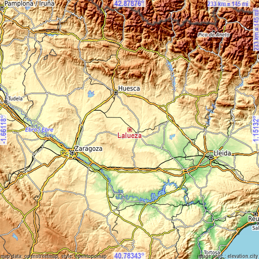 Topographic map of Lalueza