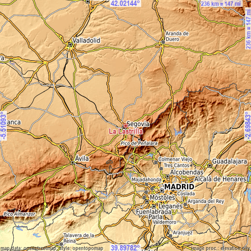 Topographic map of La Lastrilla