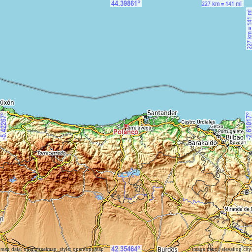 Topographic map of Polanco