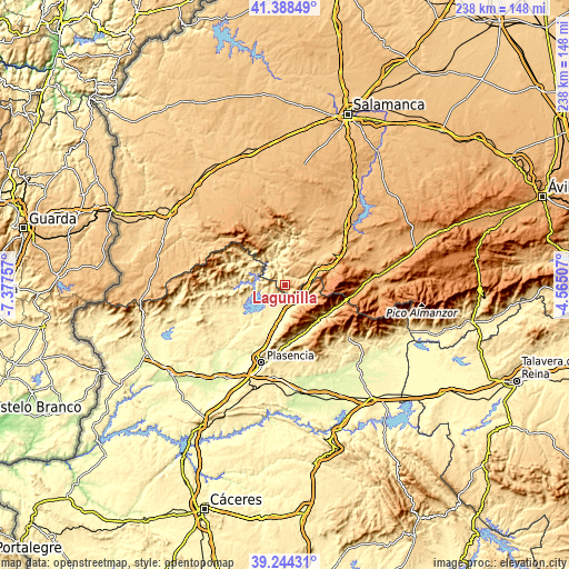 Topographic map of Lagunilla