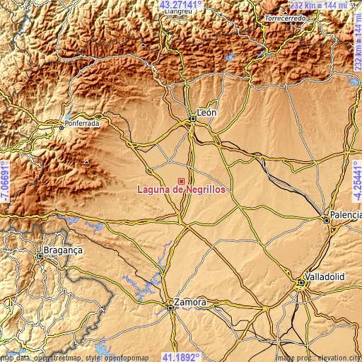 Topographic map of Laguna de Negrillos