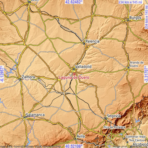 Topographic map of Laguna de Duero