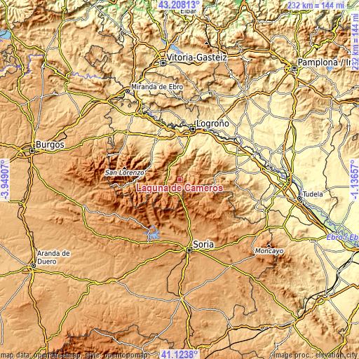 Topographic map of Laguna de Cameros