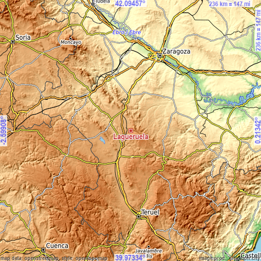 Topographic map of Lagueruela