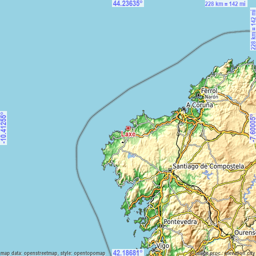 Topographic map of Laxe