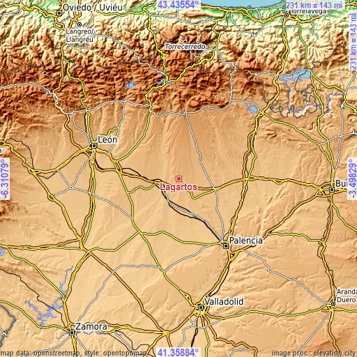 Topographic map of Lagartos