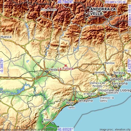 Topographic map of La Fuliola