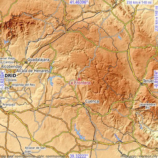 Topographic map of La Frontera