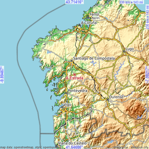 Topographic map of A Estrada