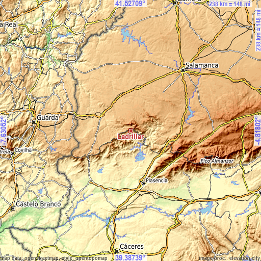 Topographic map of Ladrillar