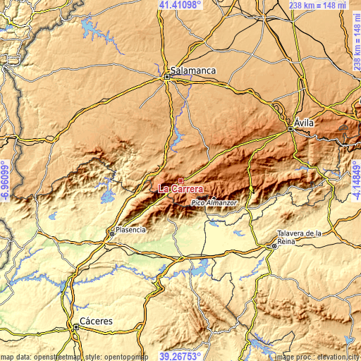 Topographic map of La Carrera