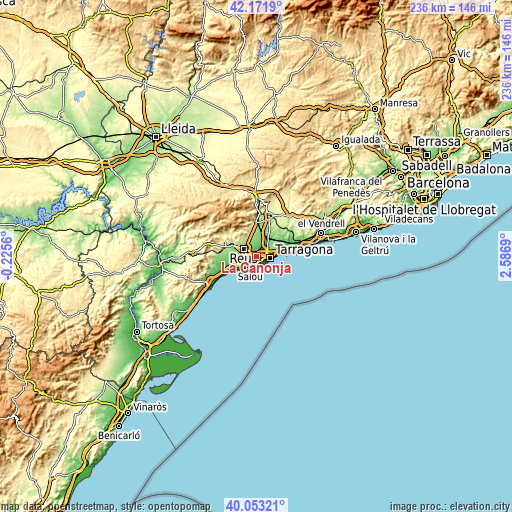 Topographic map of La Canonja
