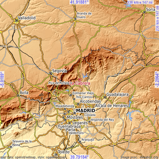 Topographic map of La Cabrera