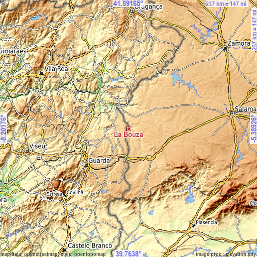 Topographic map of La Bouza