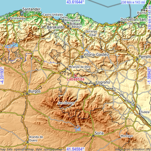 Topographic map of Bastida / Labastida
