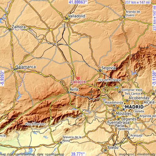 Topographic map of Labajos