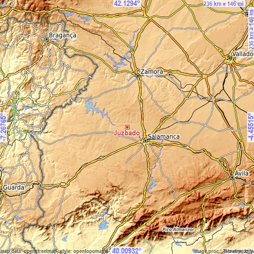 Topographic map of Juzbado