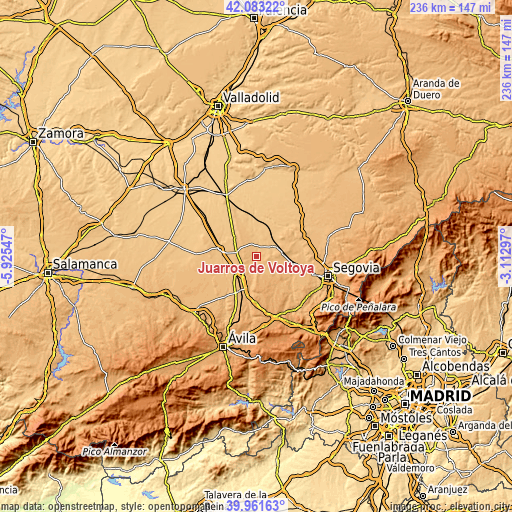 Topographic map of Juarros de Voltoya