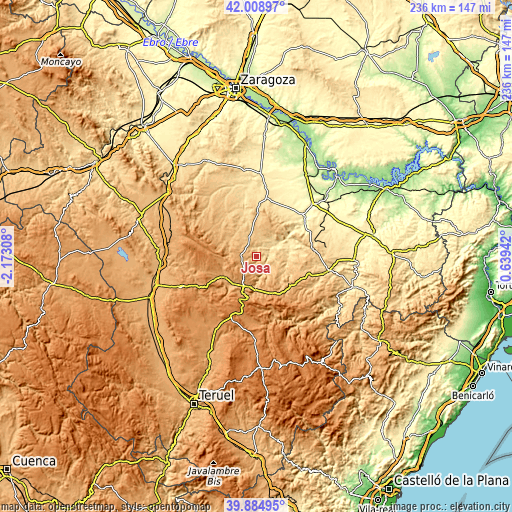 Topographic map of Josa